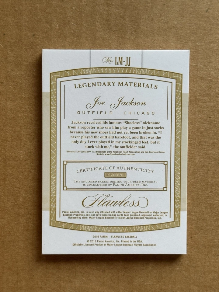 🔥🔥#’d 1/1! Panini Flawless Joe Jackson 2019 parche de murciélago doble material reliquias Foto 4 de 4