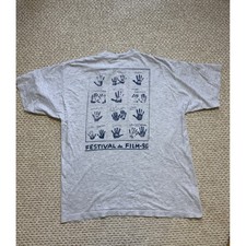 Vintage Jerzees 1996  Cannes Film Festival T-Shirt Mens Large Gray 90s Movie Tee