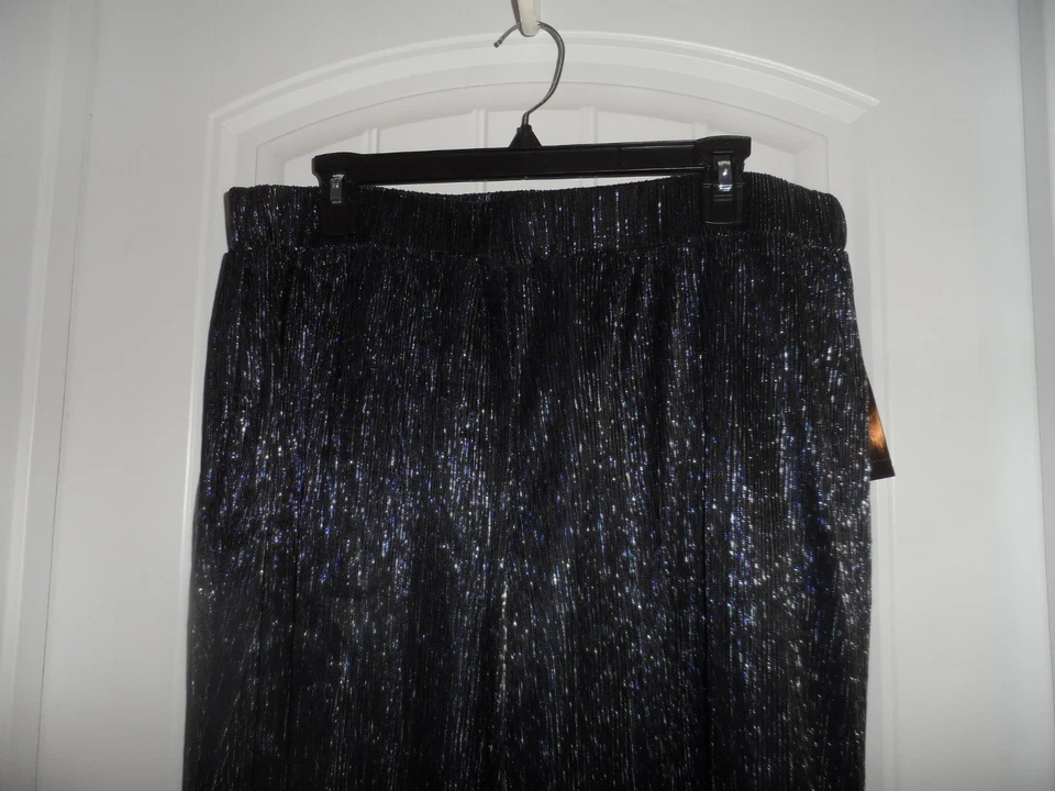 Great JM Studio size XL silver black wide leg pull on pants women NWT - Image 3 of 4