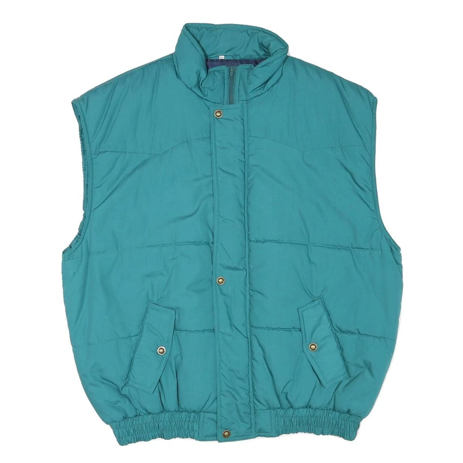 Mens Teal Sleeveless Puffer Jacket XL Polyester Blend Zip Casual Outdoor Vest