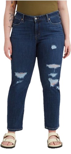 Pantalones de mezclilla Levi’s Ripped Boyfriend recortados talla 18W hipersuaves destruidos $60 nuevos con etiquetas - Imagen 3 de 18
