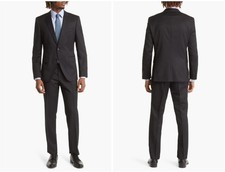 HUGO BOSS Men's H-Huge 2 Pieces 100 Virgin Wool Solid Black Suit Size 42 R