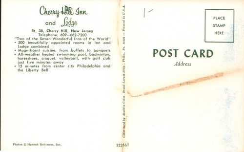 Postal cromada Cherry Hill NJ Nueva Jersey Cherry Hill Inn sin publicar vista múltiple - Imagen 2 de 2