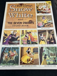1958 Disney Snow White Golden Stamp Book neatly placed stamps good condition!