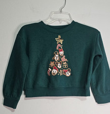 Disney Jumping Beans Mickey And Friends Green Christmas Sweater SZ 6 Name Slot