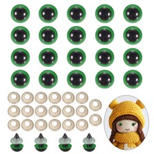 12mm Safety Eyes, 20Pcs Realistic Doll Crocheting Safety Eyes Green