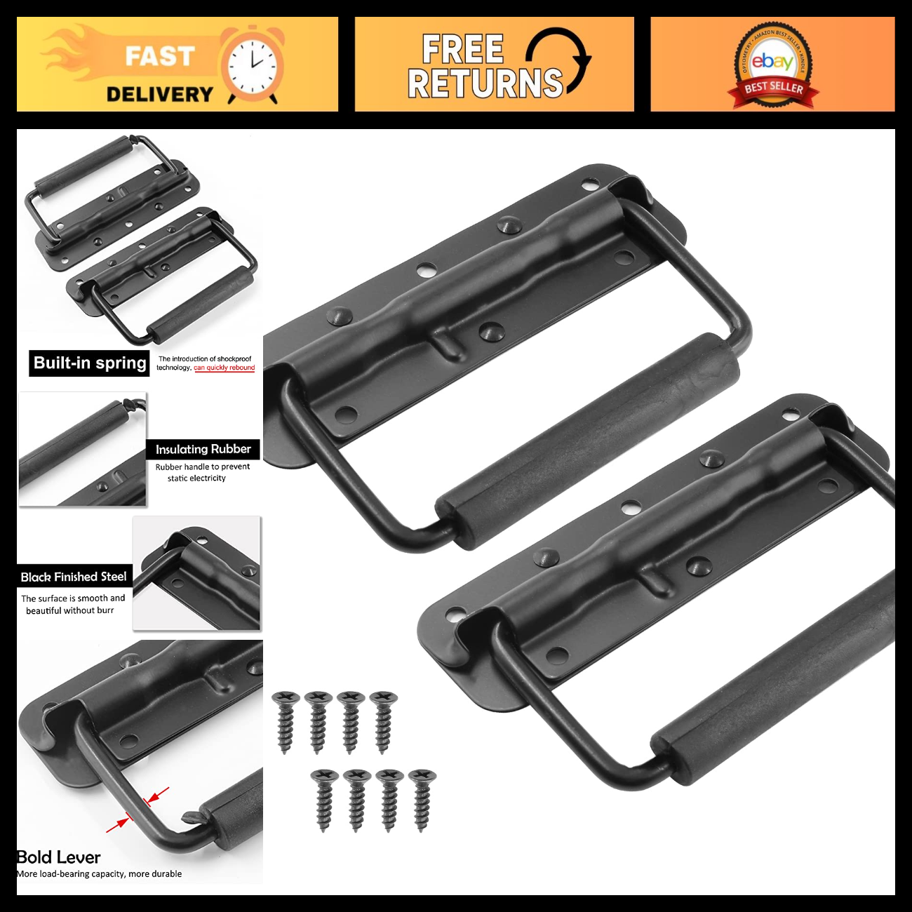 Spring Loaded Speaker Case Handles - Surface Mount, 5.47" x 1.61 ...