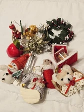 Vtg Christmas Ornament Assorted Santa Hand Made Cristal Lot Holiday Decor Retro