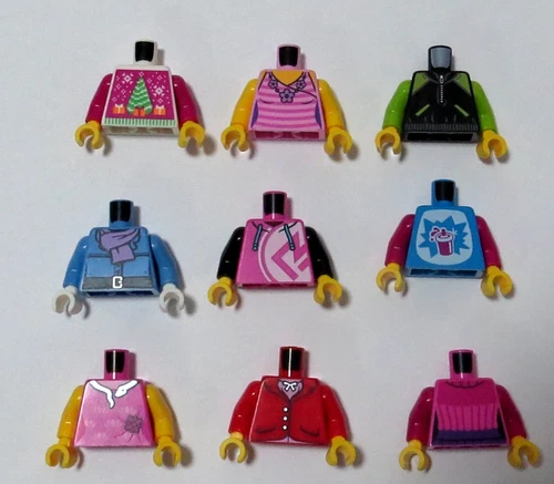 Lego 9  Torso Body For Female Girl Minifigure  Hoody Riding Jacket Vest Xmas