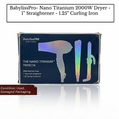 BabylissPro- Nano Titanium 2000W Dryer - 1'' Straightener - 1.25'' Curling Iron