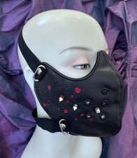Punk Spiked Pleather Halloween Cosplay Motorcycle Biker Half Face Mask Sport