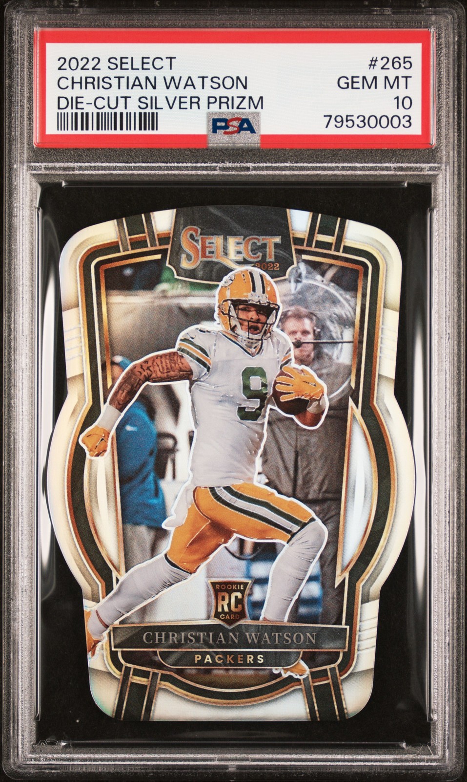 2022 Panini Select Christian Watson Silver Prizm Die Cut PSA 10 #265