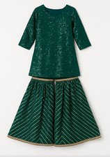 Green Secqunce Gharara Set/Indian Pakistani Mehndi,festive, wedding outfit