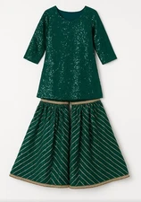 Green Secqunce Gharara Set/Indian Pakistani Mehndi,festive, wedding outfit 