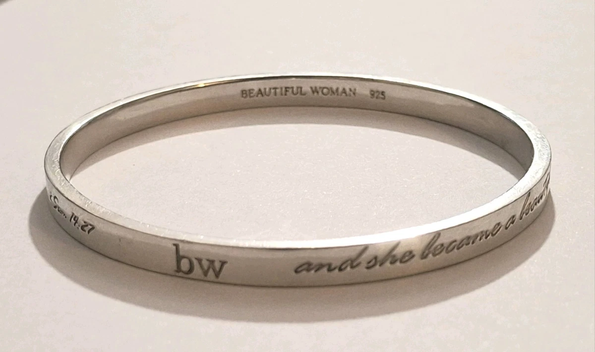Solid Sterling Silver Bible Verse Bangle Bracelet 2 Samuel 14:27 21grams