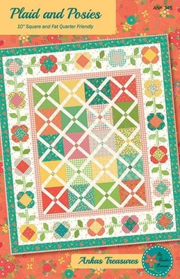 Anka's Treasures PLAID & POSIES Fat Qtr & Layer Cake Pattern