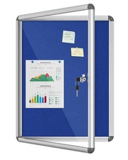 26"x20" Enclosed Bulletin Board, Lockable Weather-Resistant Aluminum Cork Not...