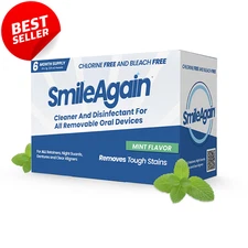 Smileagain Retainer Cleaner 22 Pack 6 Month Supply Aligners Dentures Mint US