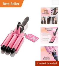 Luxury 3 Barrel Curling Iron - Ceramic Tourmaline Wand for Effortless Waves