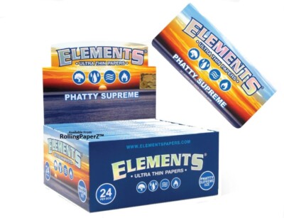ELEMENTS PHATTY SUPREME WRAP SIZE Rolling Papers - FULL BOX/24 Packs