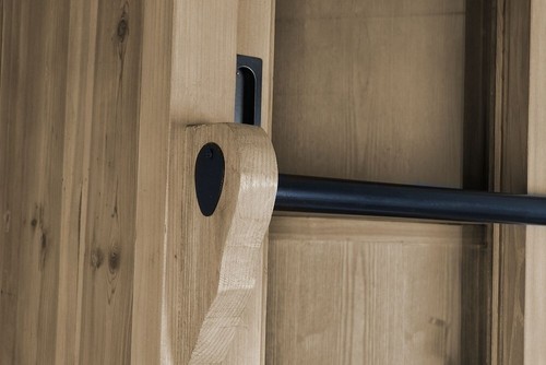 VETRINA LIBRERIA COUNTRY PROVENZALE LEGNO MASSELLO PINO CON SCALA CM180X50h240 - Foto 5 di 10