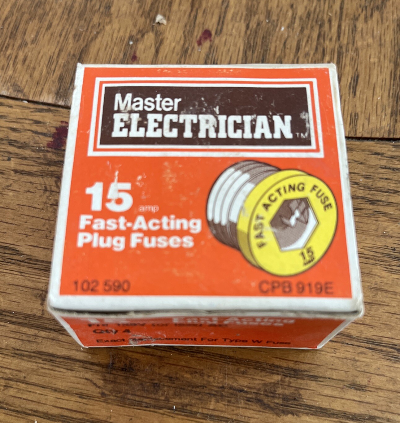 LOT OF 6 Master Electrician 15 Amp Fast-Acting Plug Fuses Box of 4