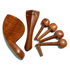 4/4 Jujube Wood Violin Fitting Tailpiece Chinrest Antique Peg Flamming Stripe 04