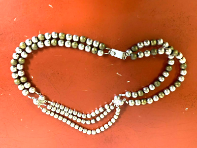 Vintage Mexican Sterling Silver Mexico 2 & 3 Strand Bead Necklace