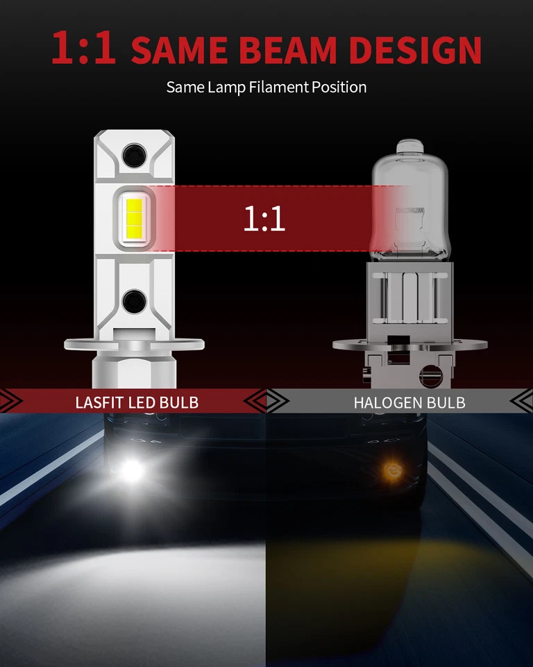 LASFIT H3 LED Fog Light Bulb Conversion Kit Super Bright White DRL Lamp 6000K - Image 2 of 4