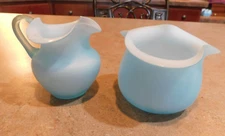 KB NY satin blue ruffle edge sugar and creamer