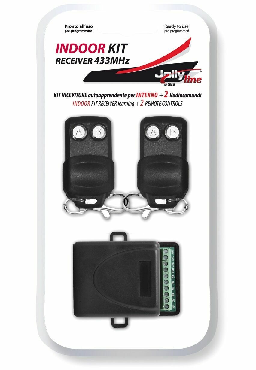 KIT RICEVITORE GBS 02171 PER INTERNO +2 TELECOMANDI  PER SERRANDE CANCELLI LUCI
