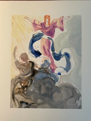 SALVADOR DALI ORIGINAL WOODBLOCK PRINT, PARADISE 3, C. 1965, THE DIVINE COMEDY