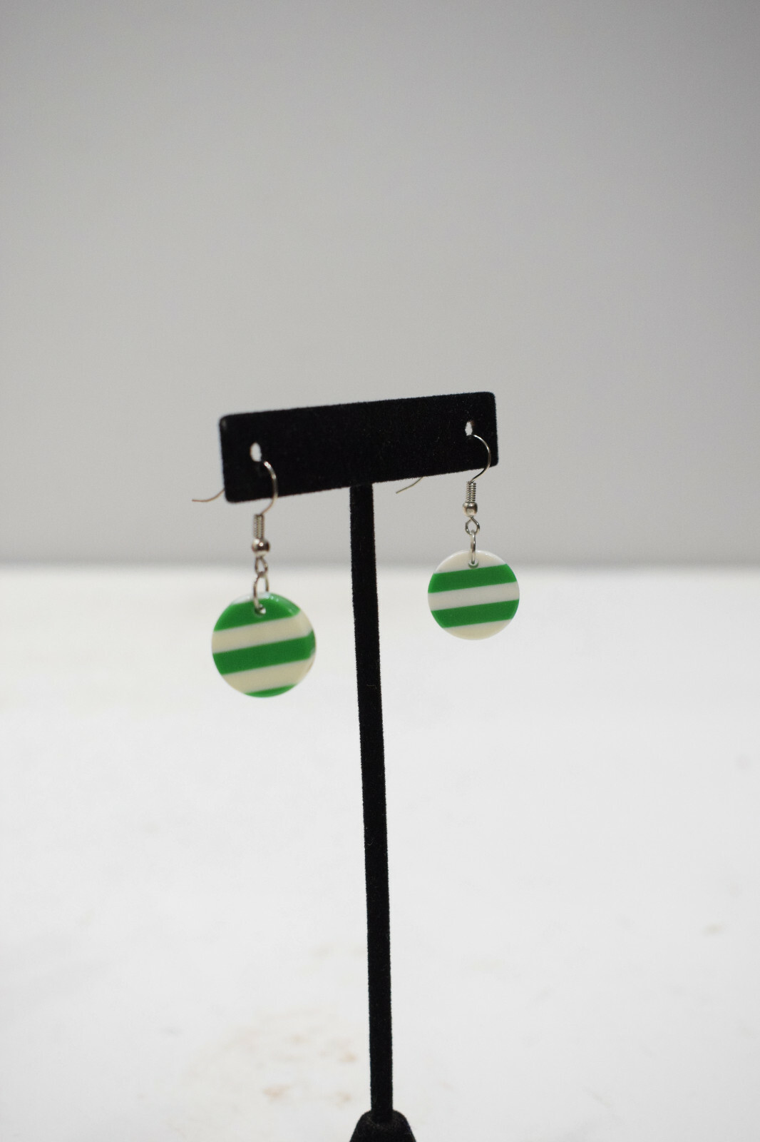 Green Stripe Lucite Drop Earrings for Women