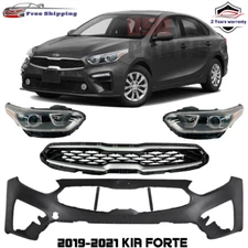 Front Bumper Cover Fascia & Headlight Assembly Kit For 2019-2021 Kia Forte