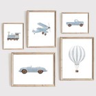 Boy Nursery Wall Art Boys Room 8x10 Inch No Frame, Plane Train Prints