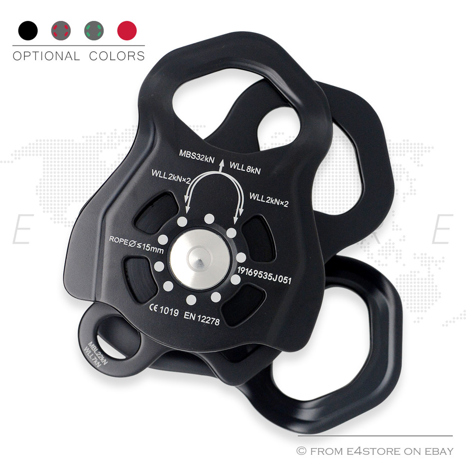 Doble Polea de Minding Prusik Aluminio Aparejo de Rescate Cremallera Zorro Volador Propósito