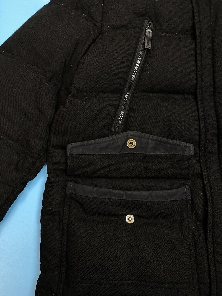Burberry Wool Down Parka Jacket Black Men's Established 1856 Burberry Wool Down Parka Jacket Black Men's Established 1856