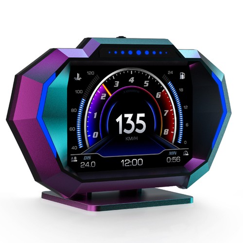 OBD2 HUD Digtial Water Oil Temp Turbo Press lnclinometer Car Interior