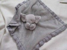 Carters Gray Elephant Plush Satin Lovey Baby Security Blanket Toy 14"