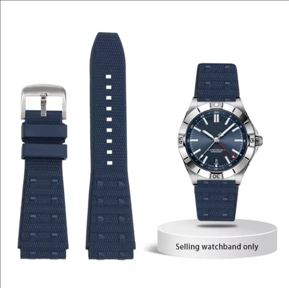 Rubber Watch Strap Blue Breitling SuperOcean Avenger Chronomat