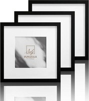 Bilderrahmen 20X20Cm Schwarz Holz 3Er Set Quadratisch Fotorahmen Passepartout