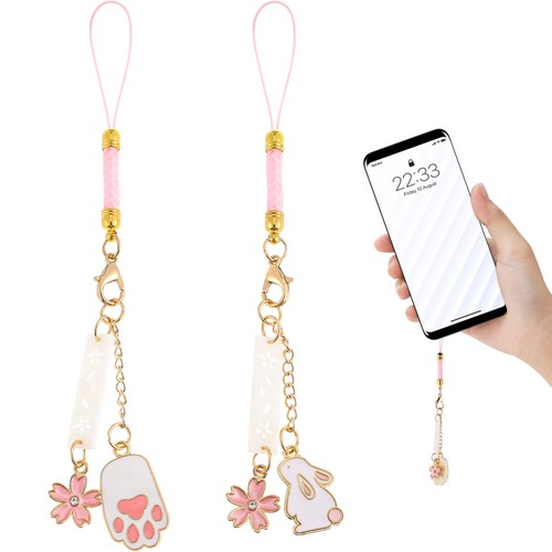 2 Pcs Mobile Phone Chain Keychain Pendant Jewelry Charms Cute Kawaii - 第 1/11 張圖片
