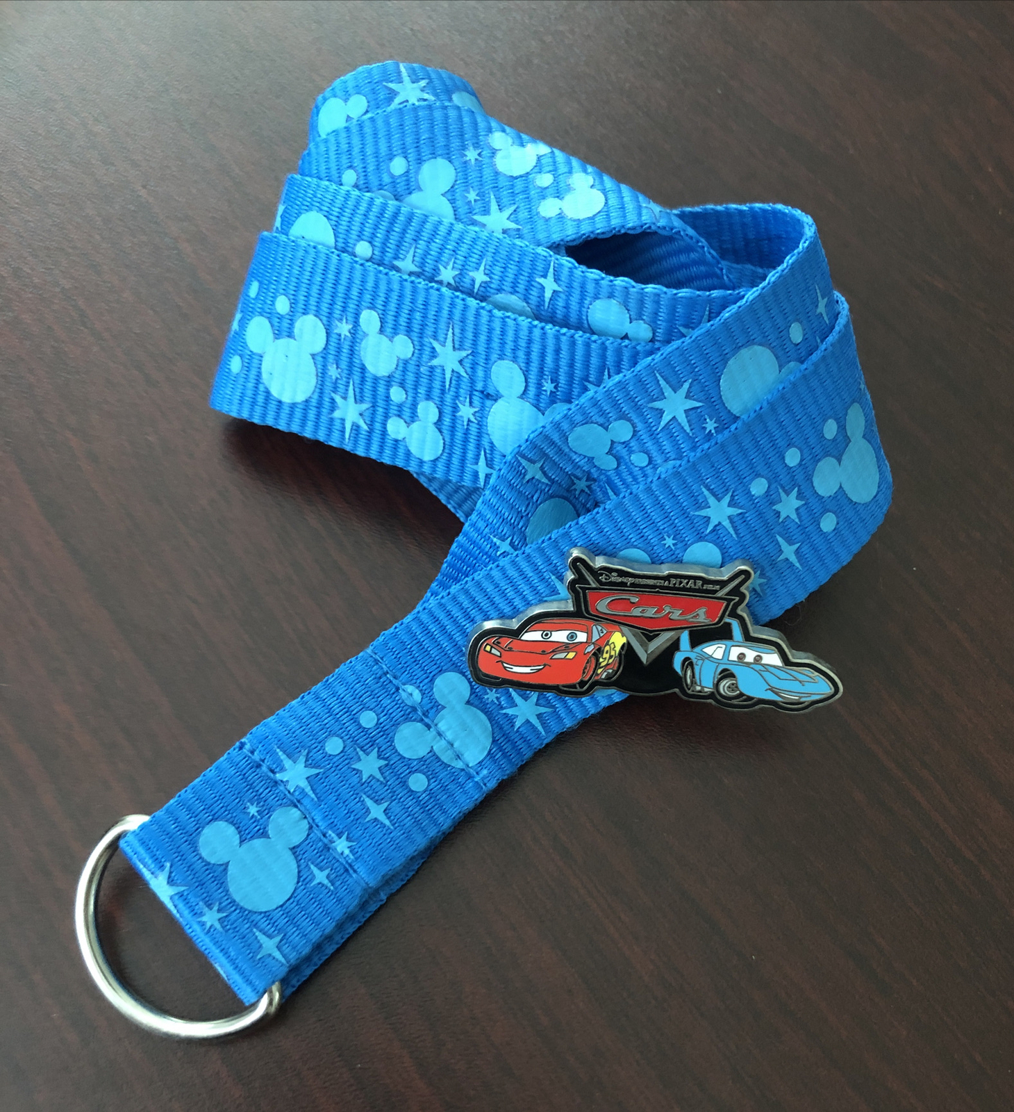 Walt Disney World Mickey Ears Blue Lanyard w/ Cars Family Pin 46368