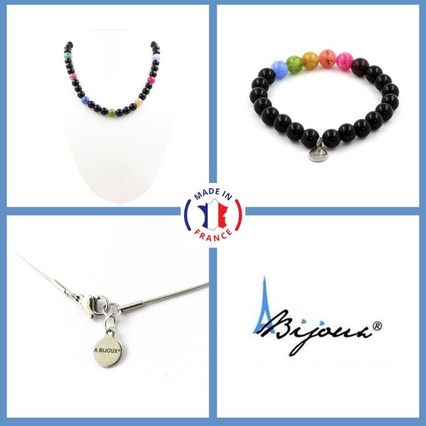 Steine Und Mineralien. Schmuckset Armband Halskette Perlen Multicolor Turmalin-image