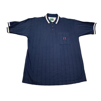 Vintage Bugle Boy Polo Shirt Men XL Navy Blue Signature Golf Embroidered 90s Y2K
