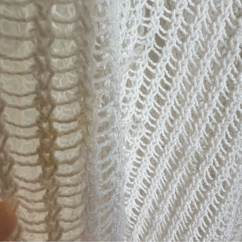 Calvin Klein Sweater Womens XS Pullover Scoop Neck Sequin Double Wrap Knit Cream thumbnail 9