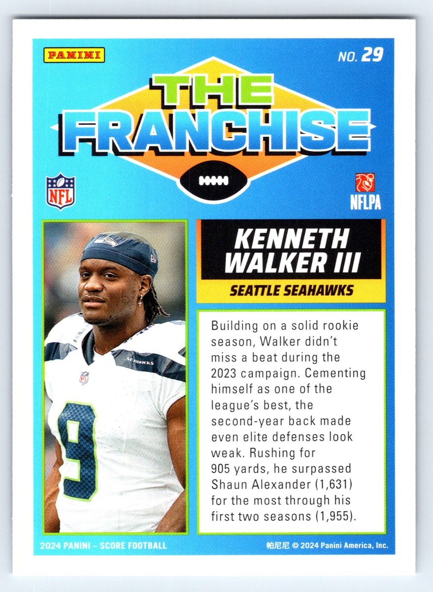 2024 Panini Score The Franchise #29 Kenneth Walker III Seattle