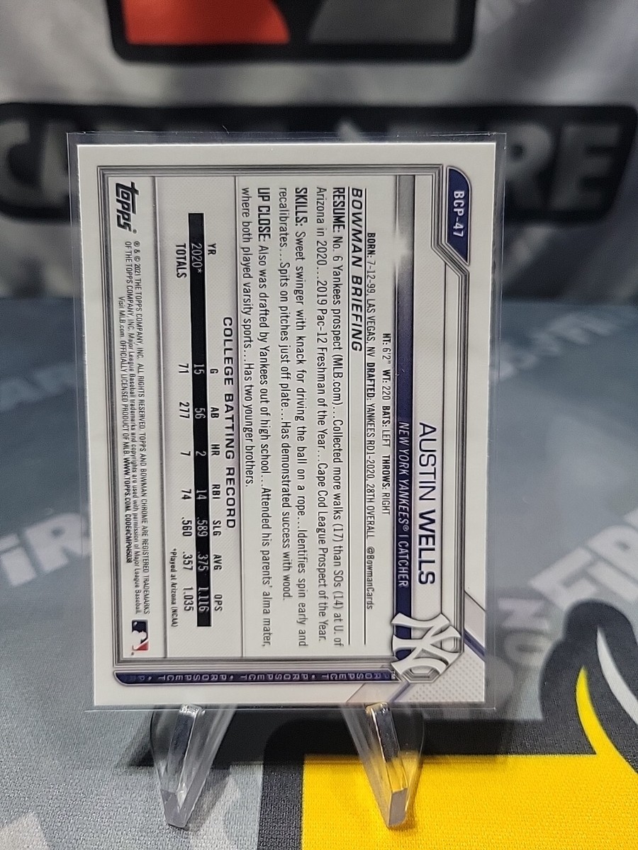 AUSTIN WELLS 2021 Bowman Chrome Sapphire Edition BCP-47 Catcher 