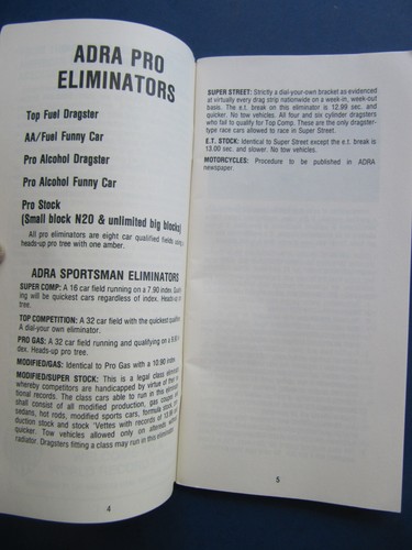 1986 ADRA RULE BOOK & Classification Guide - AMERICAN DRAG RACING ASSOCIATION - 第 4/9 張圖片