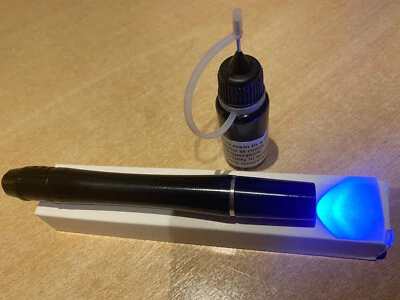 10ML CRYSTAL REPAIR UV RESIN, GLUE FOR GLASS, METAL, FURNITURE + UV PEN TORCH